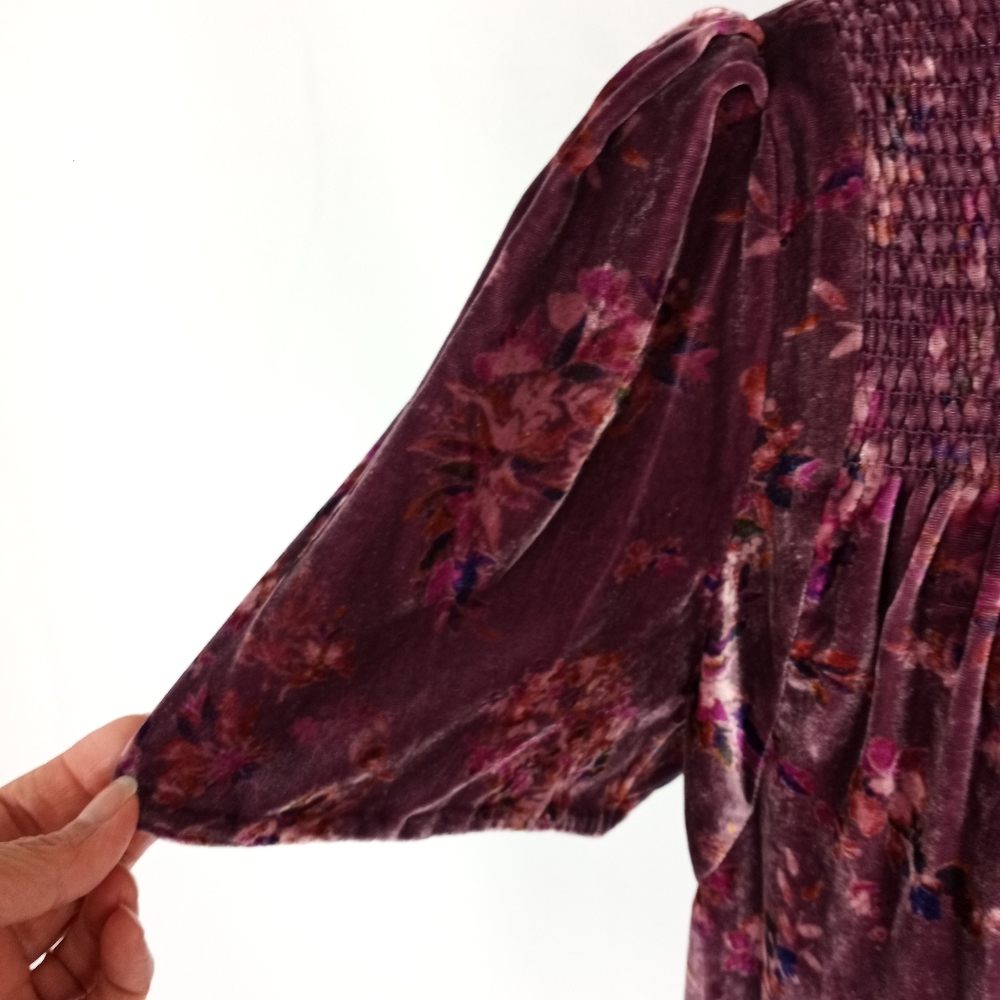 Rebecca Taylor Plum Jewel Velvety Smocked Top - Picture 9 of 15